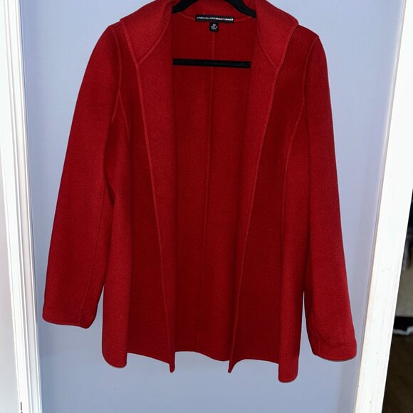 Linda Allard Ellen Tracy Red Wool Jacket, Open Front, Lightweight, Size 10 - Picture 7 of 7
